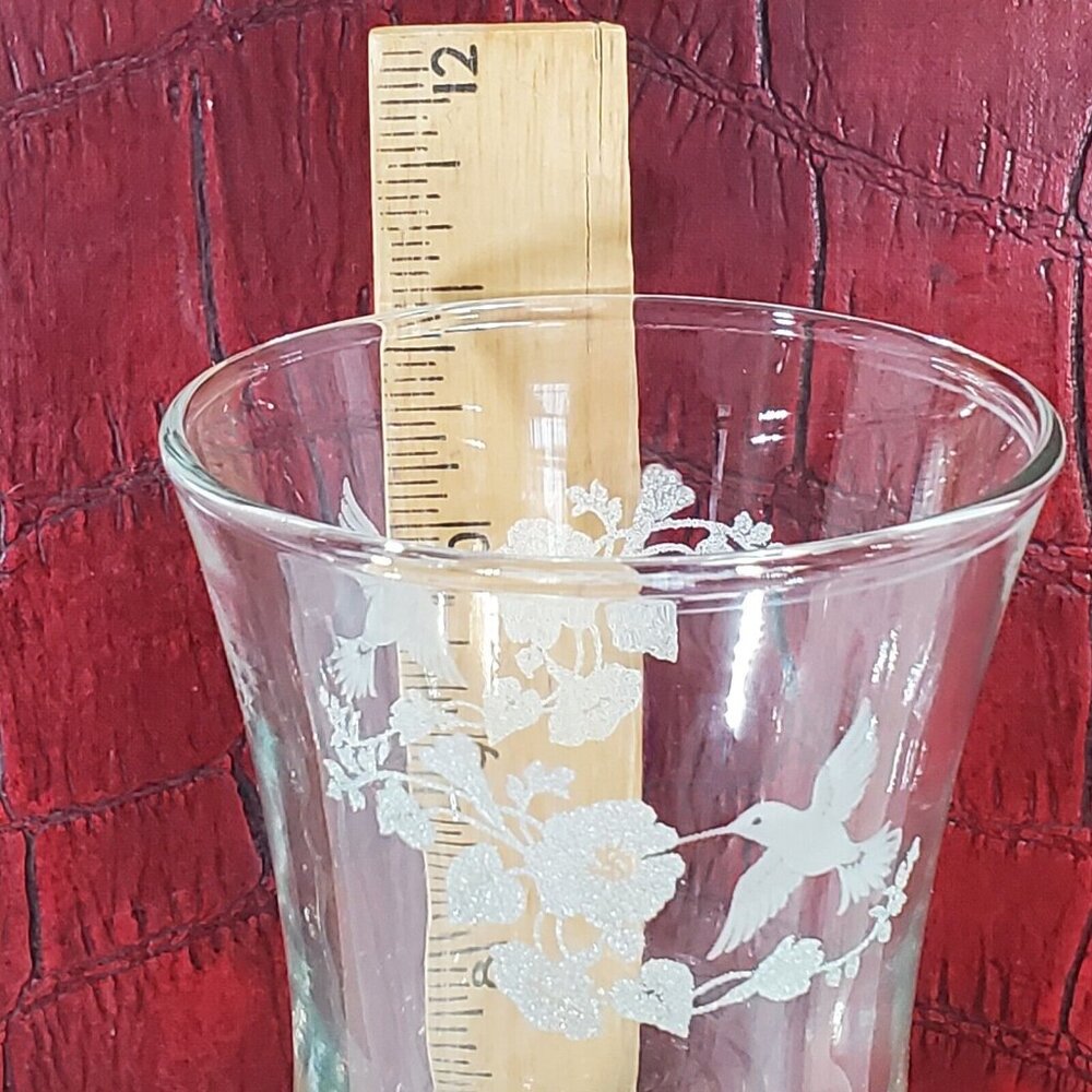 Home Interior Hummingbird Candlestick Holder 11" votive holder etched glass - Picture 9 of 9